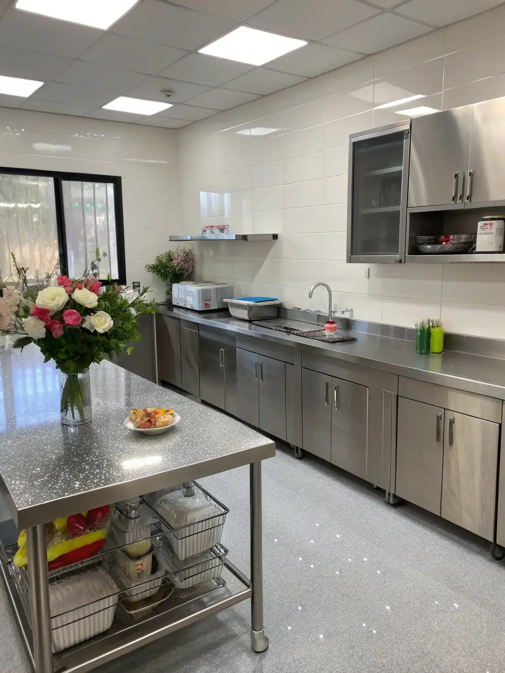 A sparkling clean kitchen after Steven has prepared and served a meal, showcasing his commitment to cleanliness and convenience.