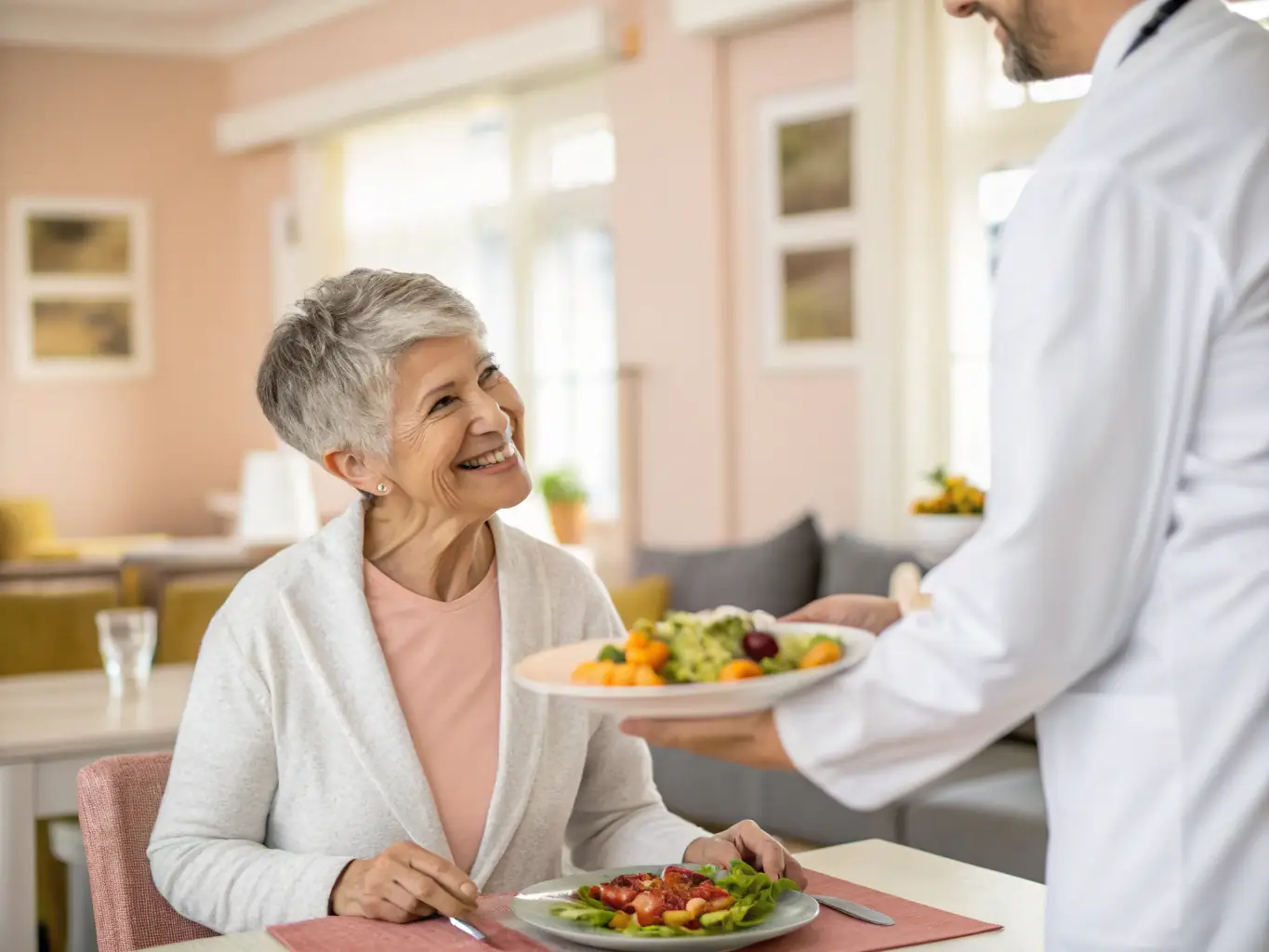 A comforting image of a senior enjoying a pureed meal, highlighting the ease of consumption and nutritional value.